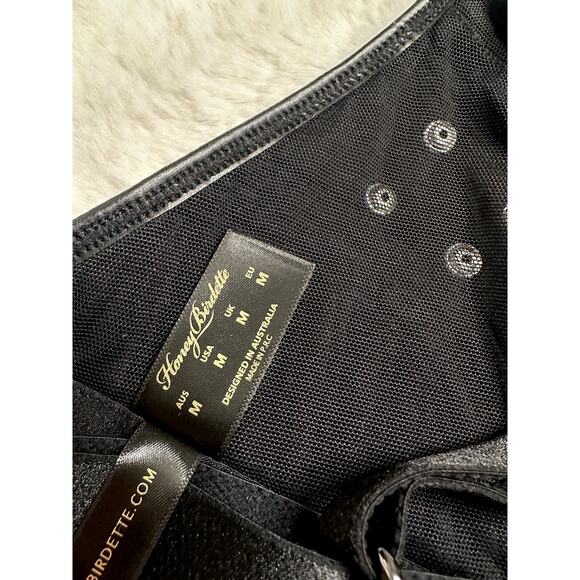 Honey Birdette CONNIE🖤 Faux Leather Studded 3 Piece Set M, M, S Thong - Picture 7 of 12